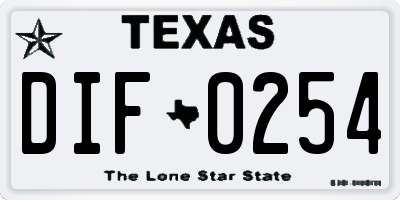TX license plate DIF0254
