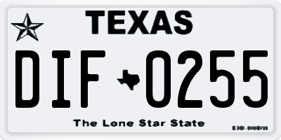 TX license plate DIF0255