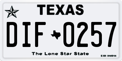 TX license plate DIF0257