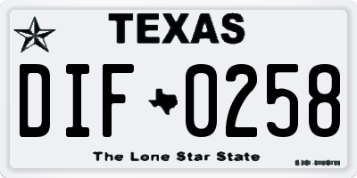 TX license plate DIF0258