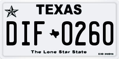 TX license plate DIF0260