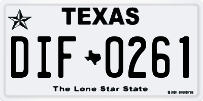 TX license plate DIF0261