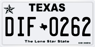 TX license plate DIF0262