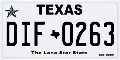 TX license plate DIF0263