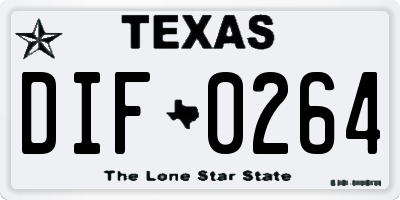 TX license plate DIF0264