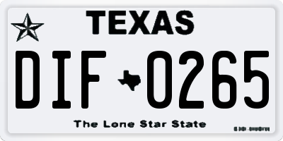 TX license plate DIF0265