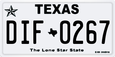 TX license plate DIF0267
