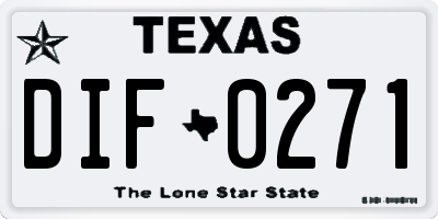 TX license plate DIF0271