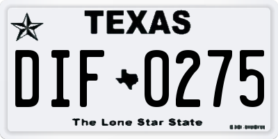 TX license plate DIF0275
