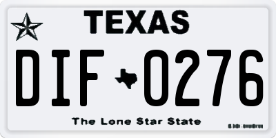 TX license plate DIF0276