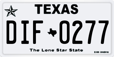 TX license plate DIF0277