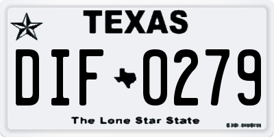 TX license plate DIF0279