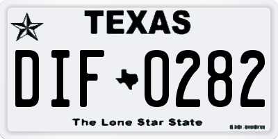 TX license plate DIF0282