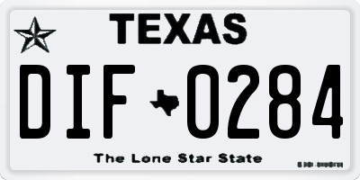 TX license plate DIF0284