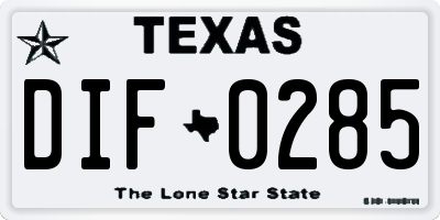 TX license plate DIF0285