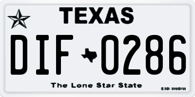 TX license plate DIF0286
