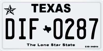 TX license plate DIF0287