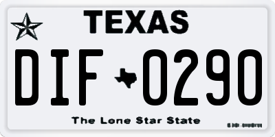 TX license plate DIF0290