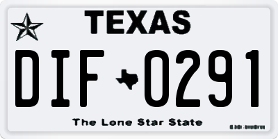 TX license plate DIF0291