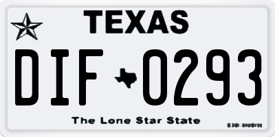 TX license plate DIF0293