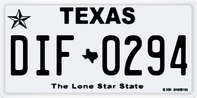 TX license plate DIF0294