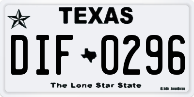 TX license plate DIF0296