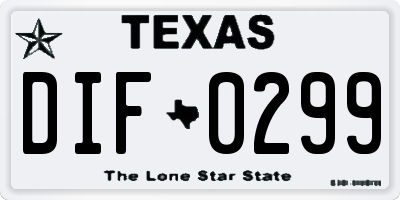 TX license plate DIF0299