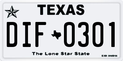 TX license plate DIF0301