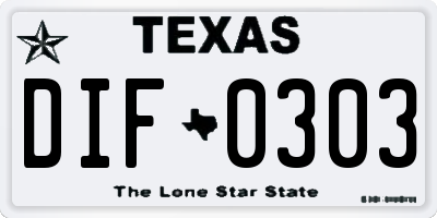 TX license plate DIF0303