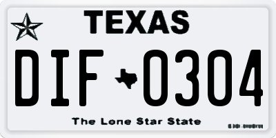 TX license plate DIF0304