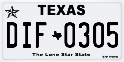 TX license plate DIF0305