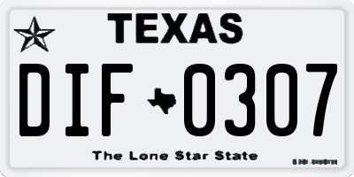 TX license plate DIF0307
