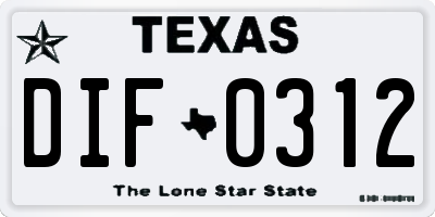 TX license plate DIF0312