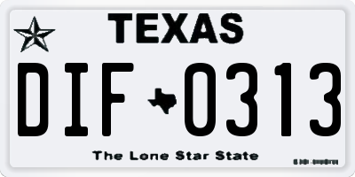 TX license plate DIF0313