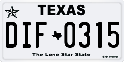 TX license plate DIF0315