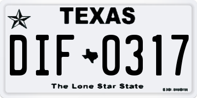 TX license plate DIF0317