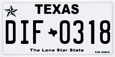 TX license plate DIF0318