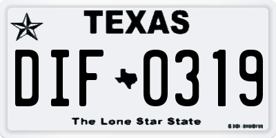 TX license plate DIF0319