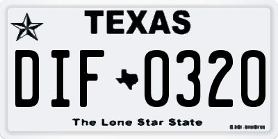 TX license plate DIF0320