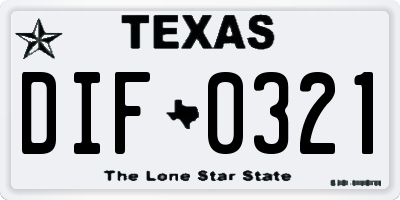TX license plate DIF0321