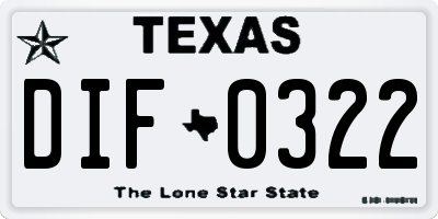 TX license plate DIF0322