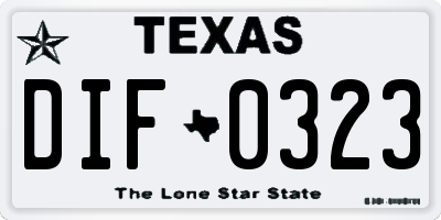 TX license plate DIF0323