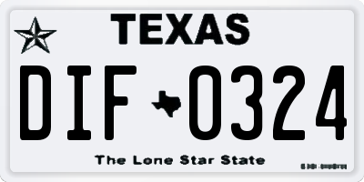 TX license plate DIF0324