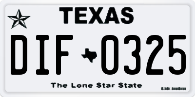 TX license plate DIF0325