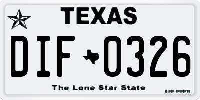 TX license plate DIF0326