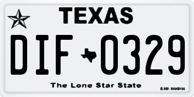 TX license plate DIF0329