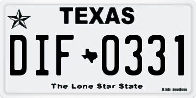 TX license plate DIF0331
