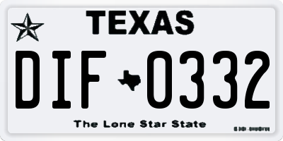 TX license plate DIF0332