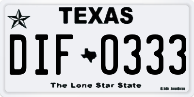 TX license plate DIF0333