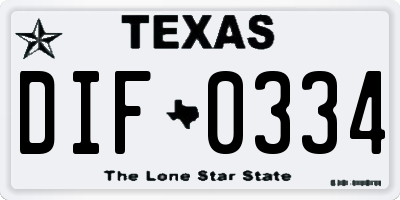 TX license plate DIF0334
